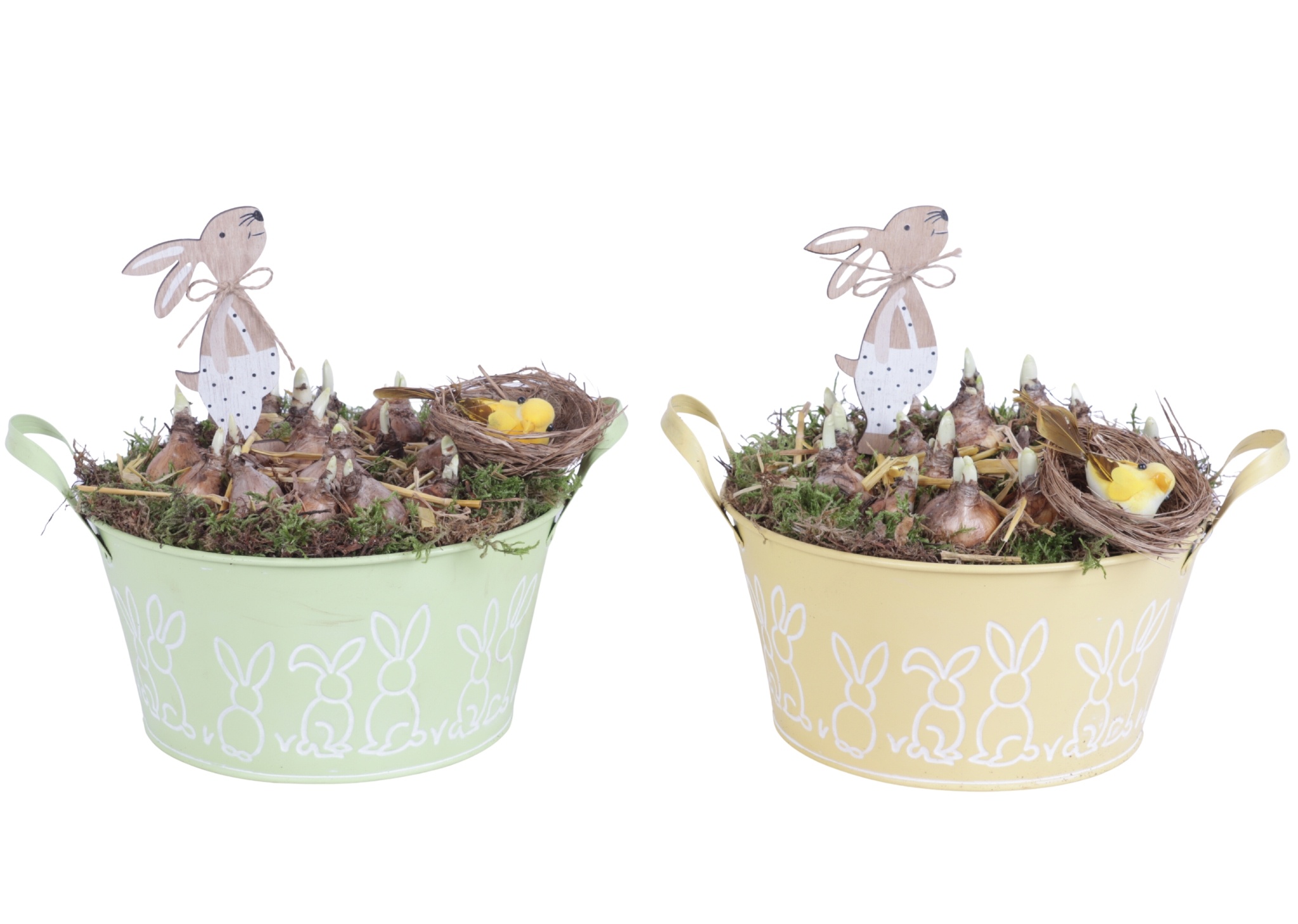 Easter Arr. Narcis Zinc Pot Round Bunny Relief Ø21cm, D 21
