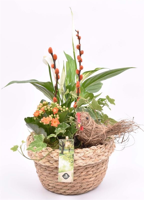 Jute mand met rand 18cm, D 18