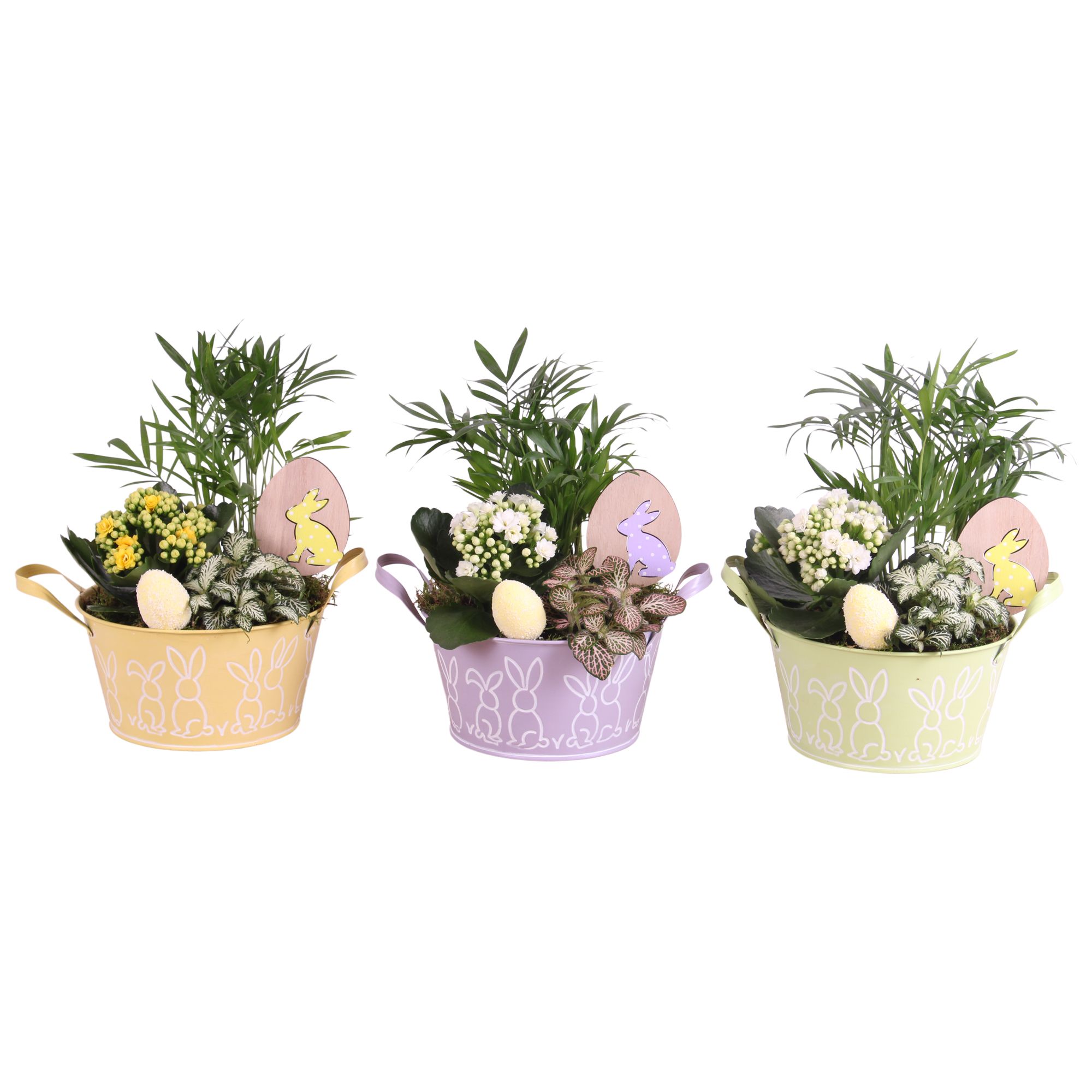 Easter Arr. Indoor Zinc Pot Round Bunny Relief Ø17cm 3PP, D 17