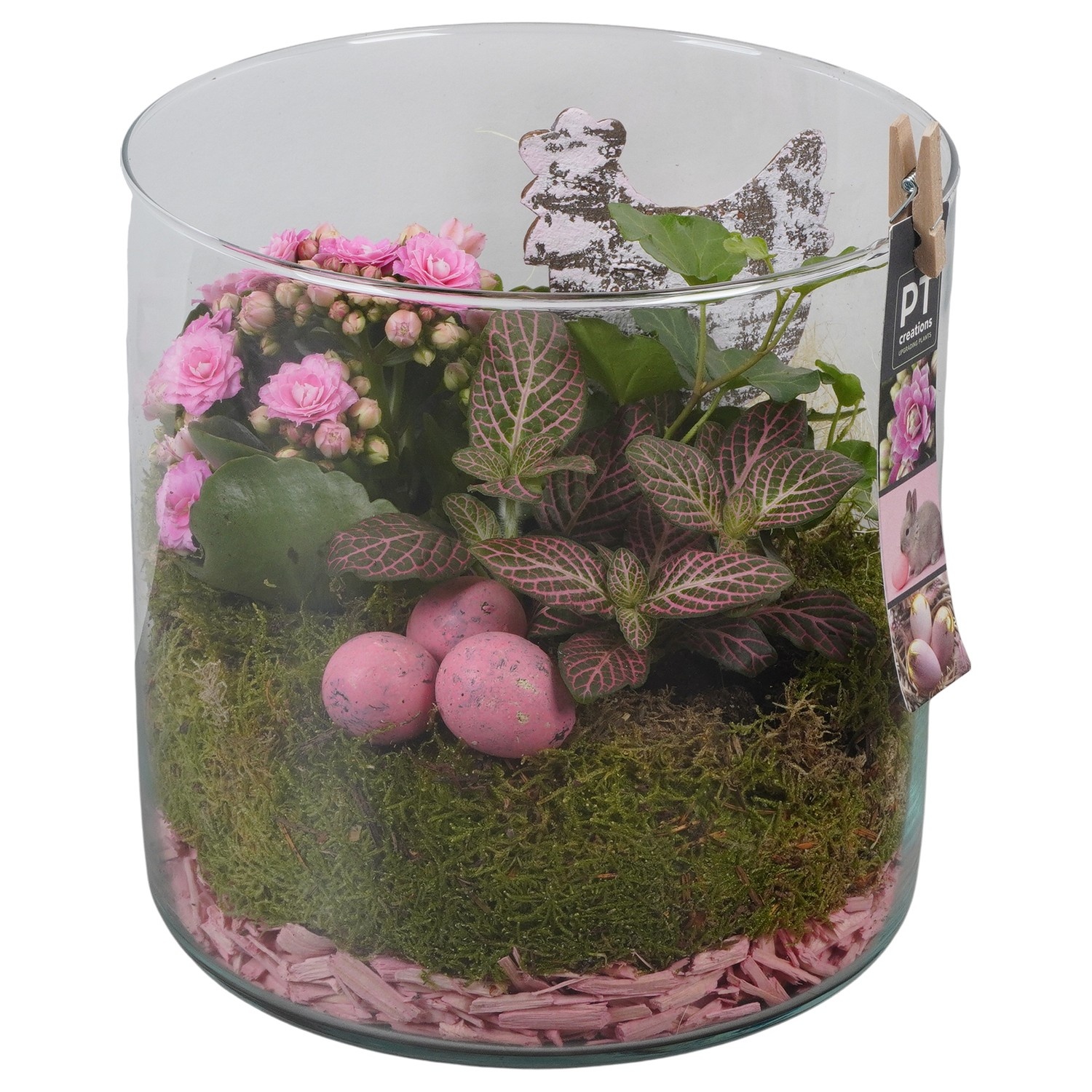 PTPG9332 Arrangement Easter in glas vaas, D 19