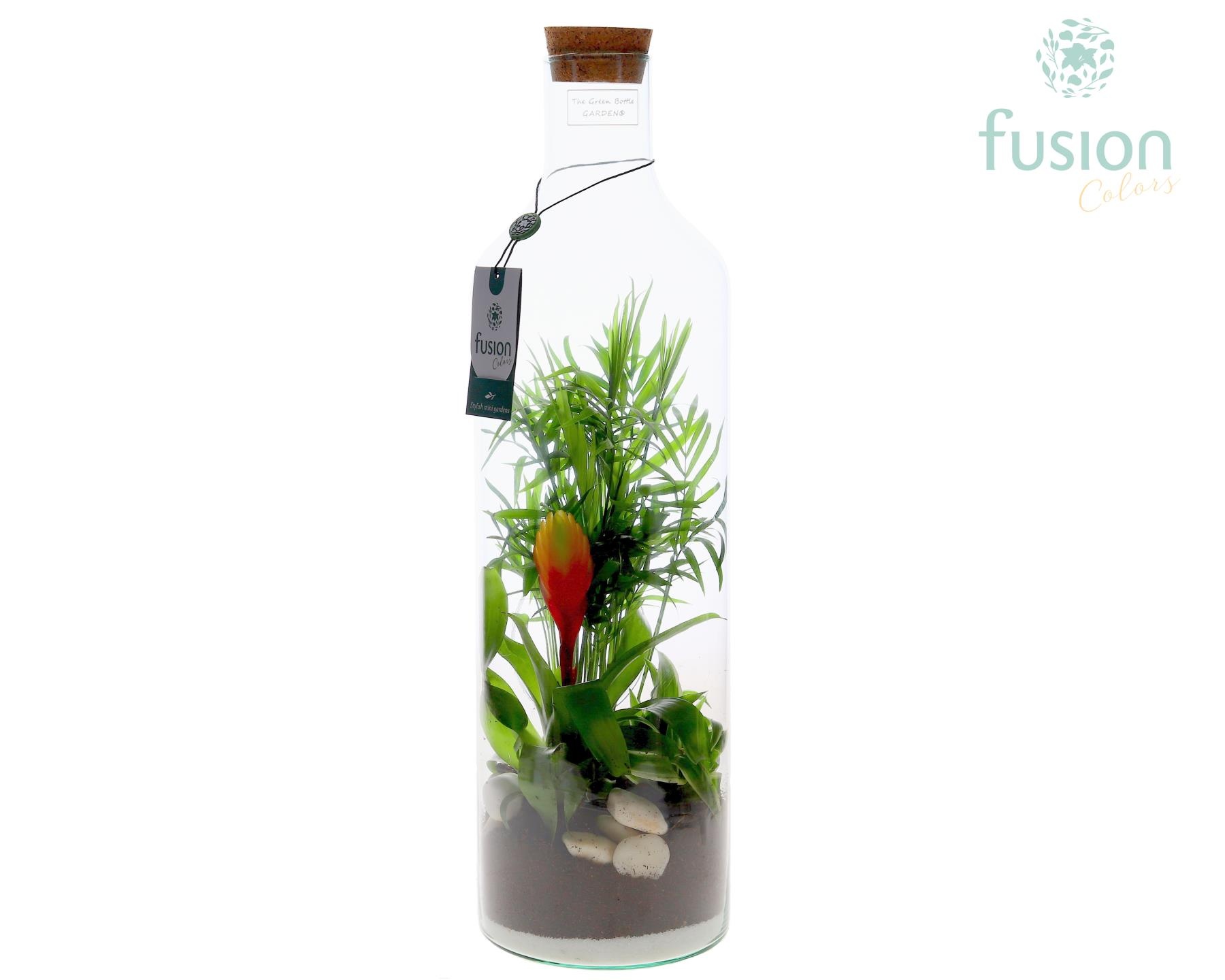 Green Bottle Fles Large met arrangement, D 15