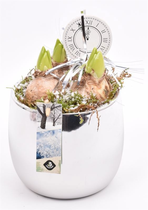 Keramiek pot zilver 13cm, D 14