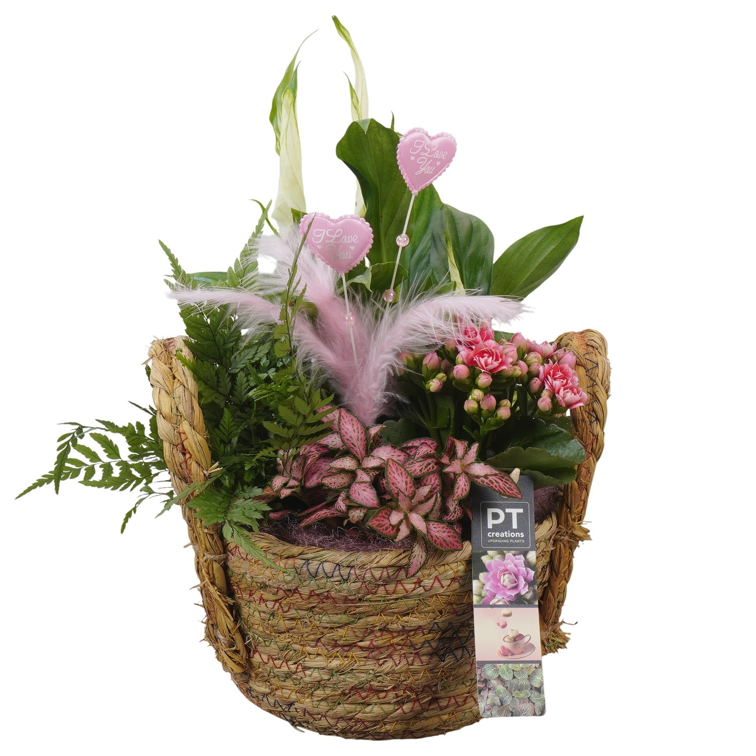 PTVMB2345 Arrangement Valentines-Mothersday in riet mand, D 18