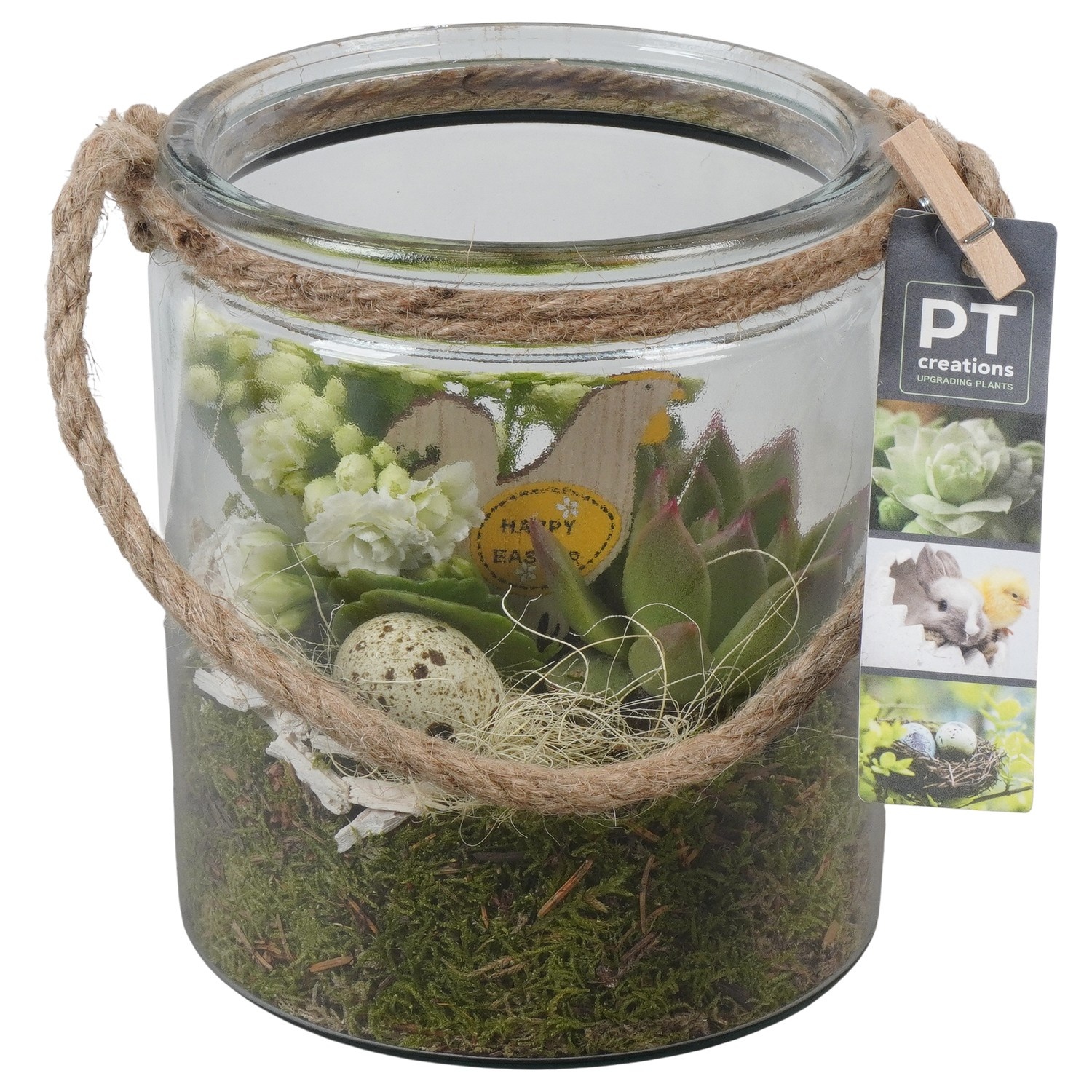 PTPG9320 Arrangement Easter in glas vaas, D 14