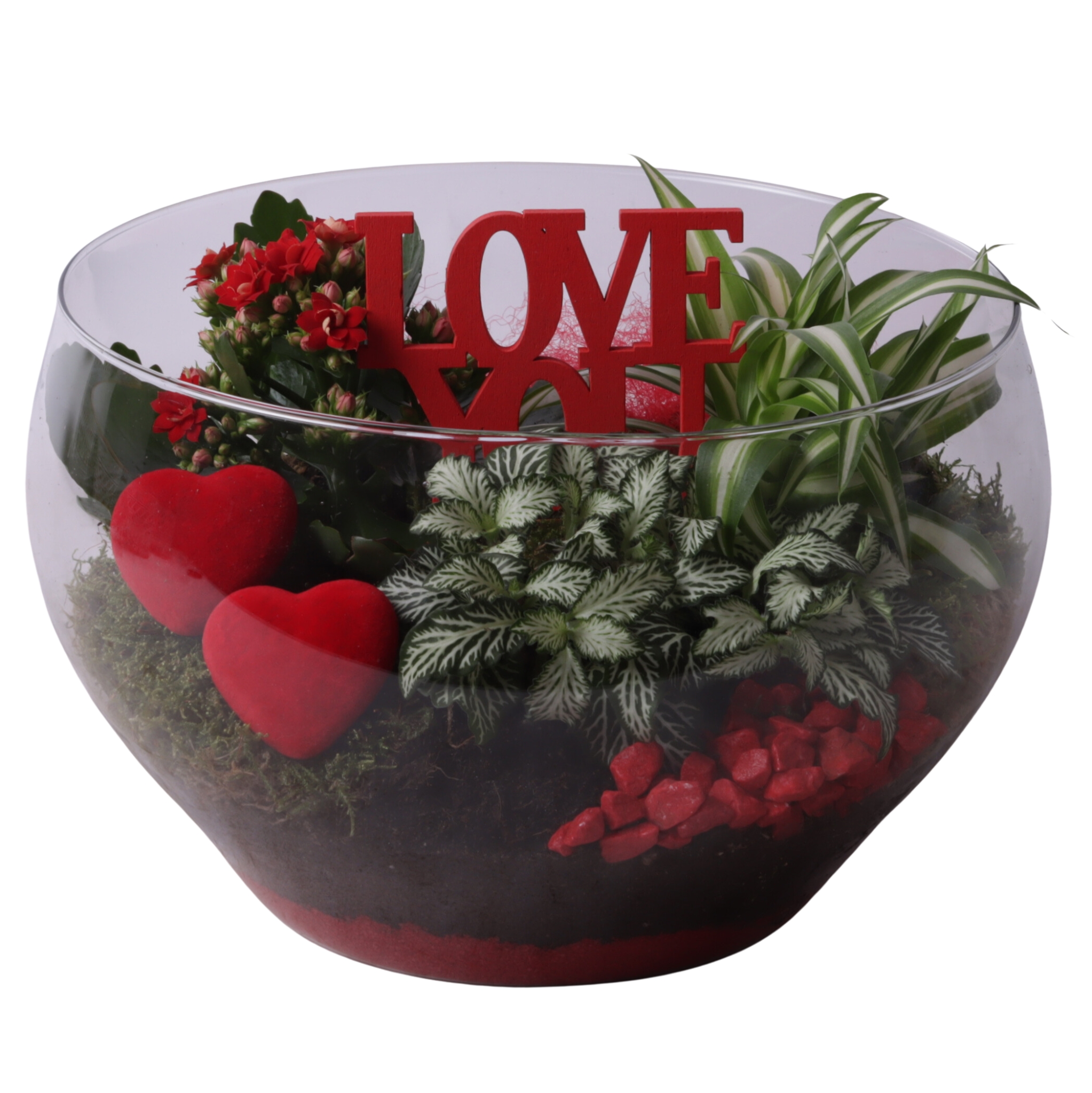 Valentine Arr. Indoor Glass Vase Ø25cm 3PP, D 25