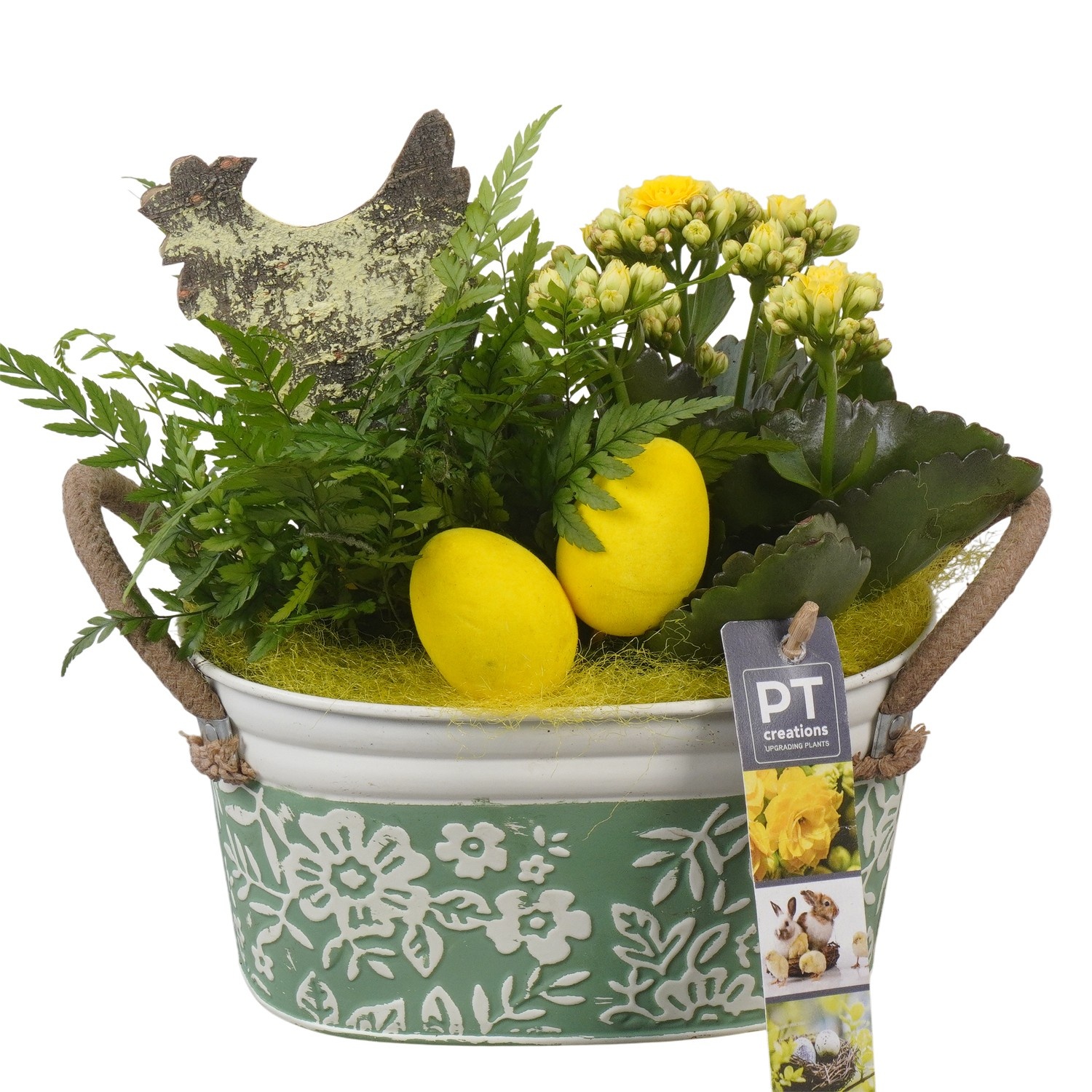 PTPB6441 Arrangement Easter in zink pot, D 18