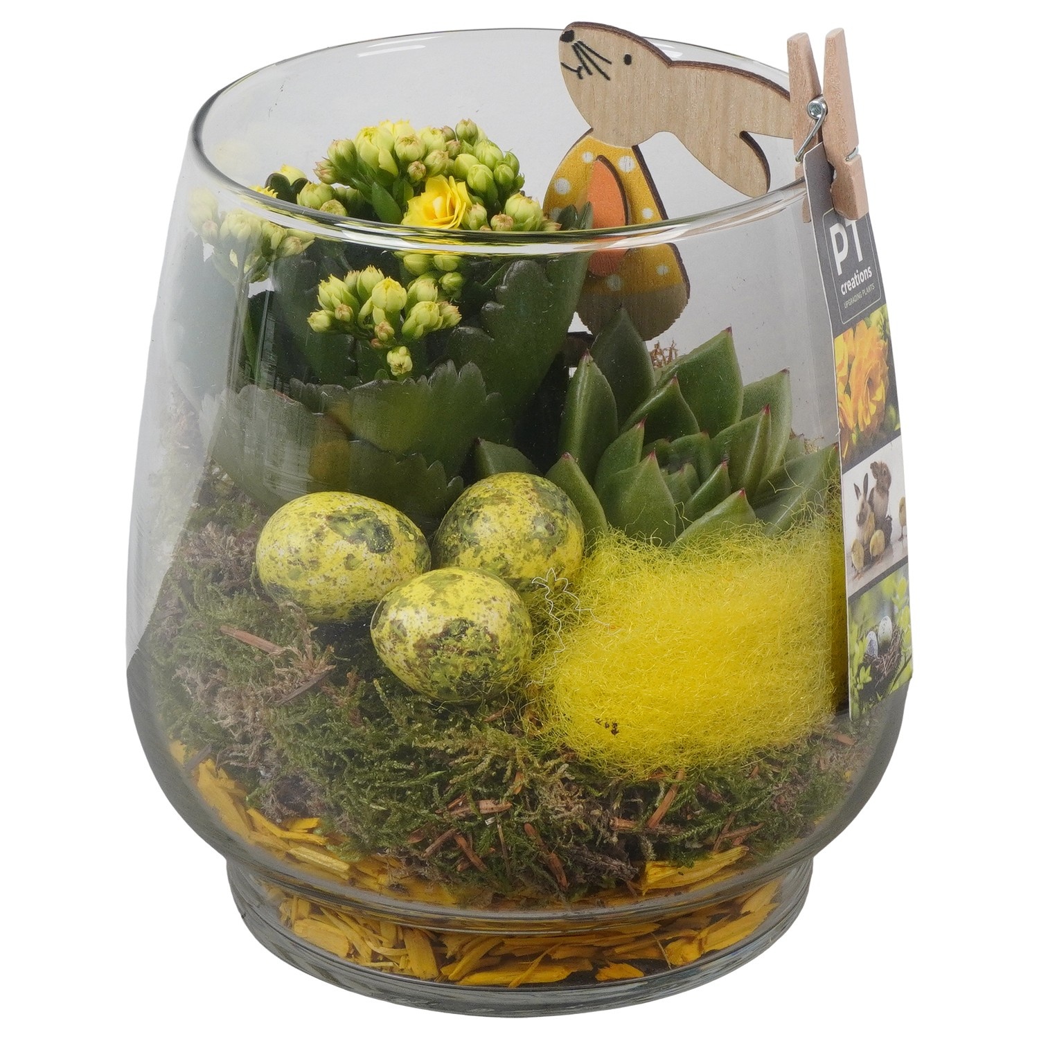 PTPG9374 Arrangement Easter in glas vaas, D 16