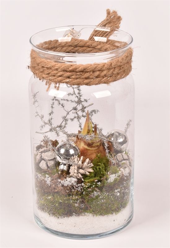 Glas cilinder met hals 16cm/h 35cm, D 16 cm