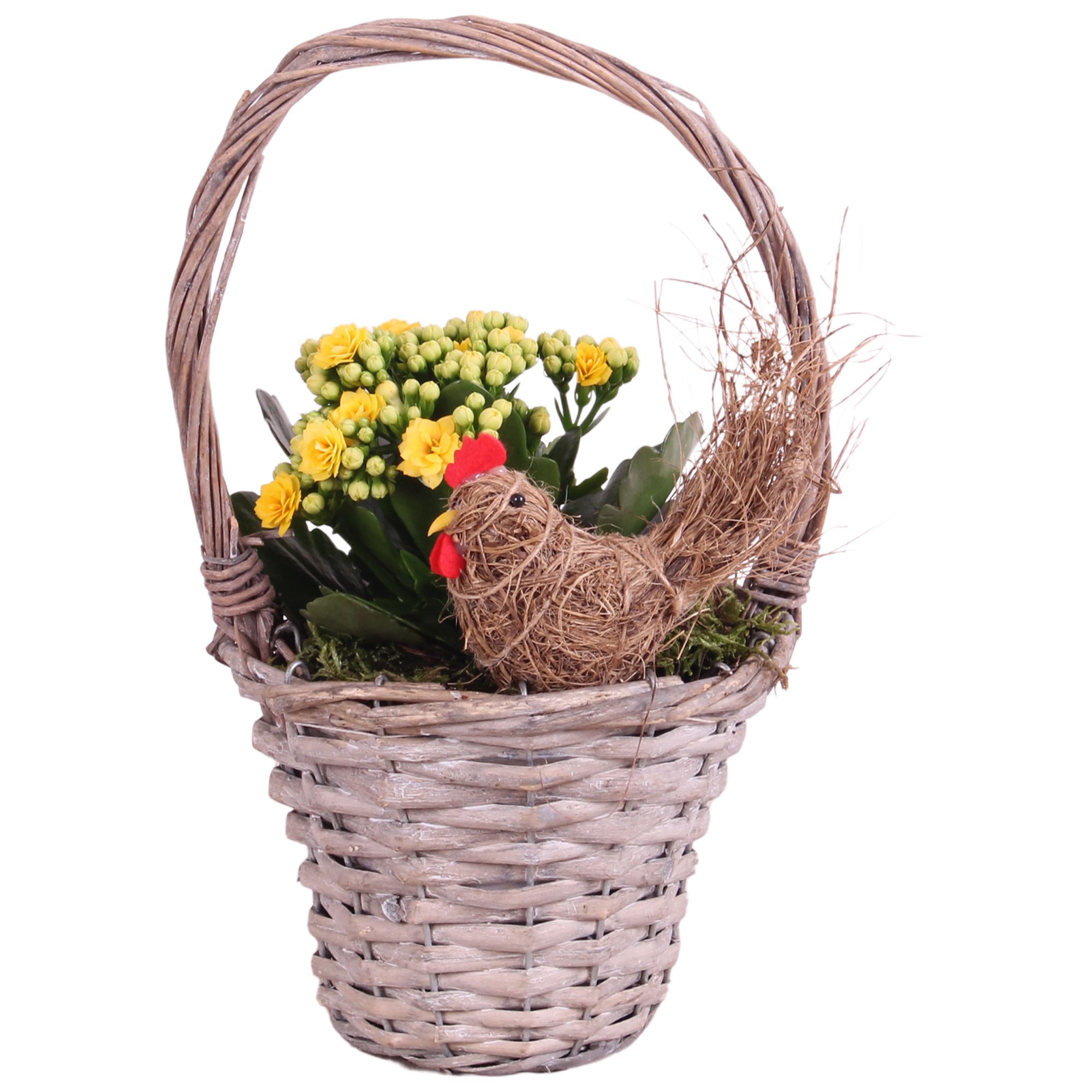 Easter Arr. Indoor Willow Handle Basket Ø15cm 1PP, D 15