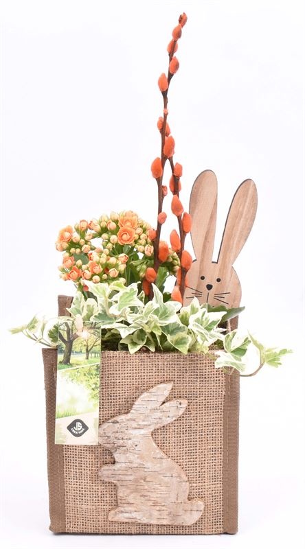 Jutezak met paasdecor13x11cm, D 13