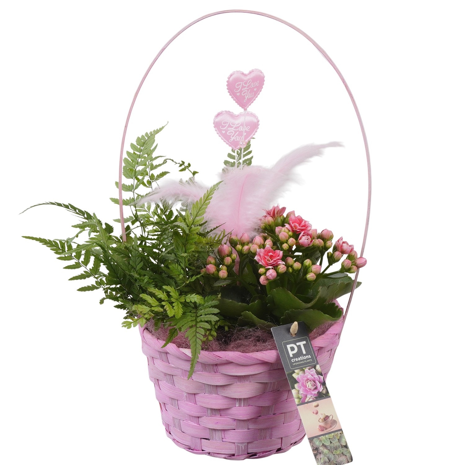PTVMB2357 Arrangement Valentines-Mothersday in riet mand, D 16