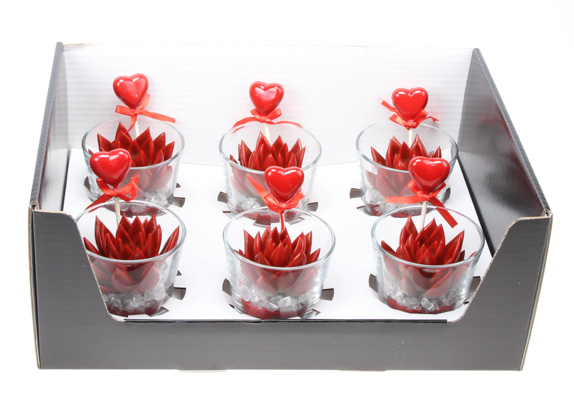 Miranda rood in glas + hartje, D 8