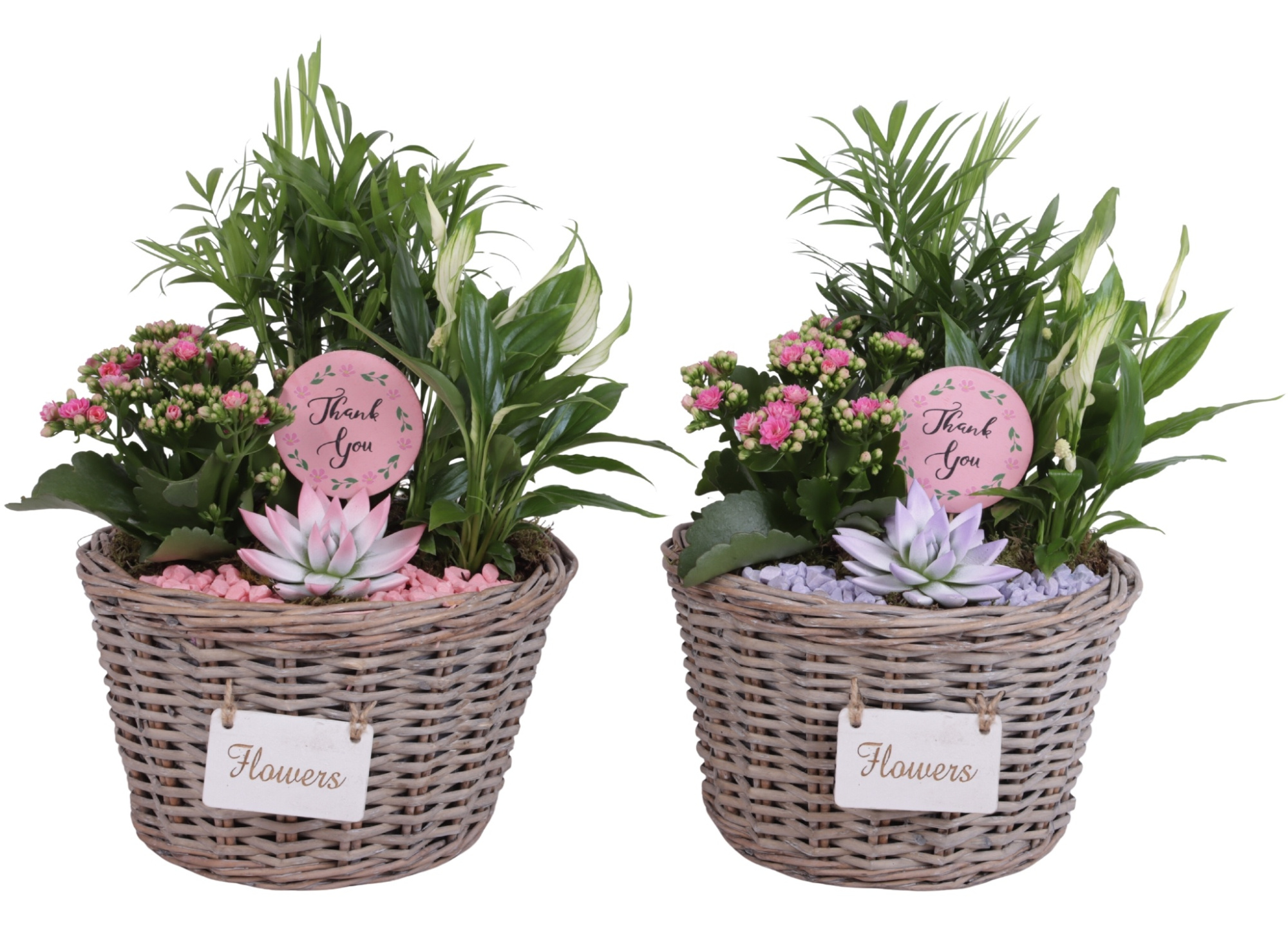 Mothersday Arr. Indoor Willow Basket Flowersign Ø27cm 4PP, D 27