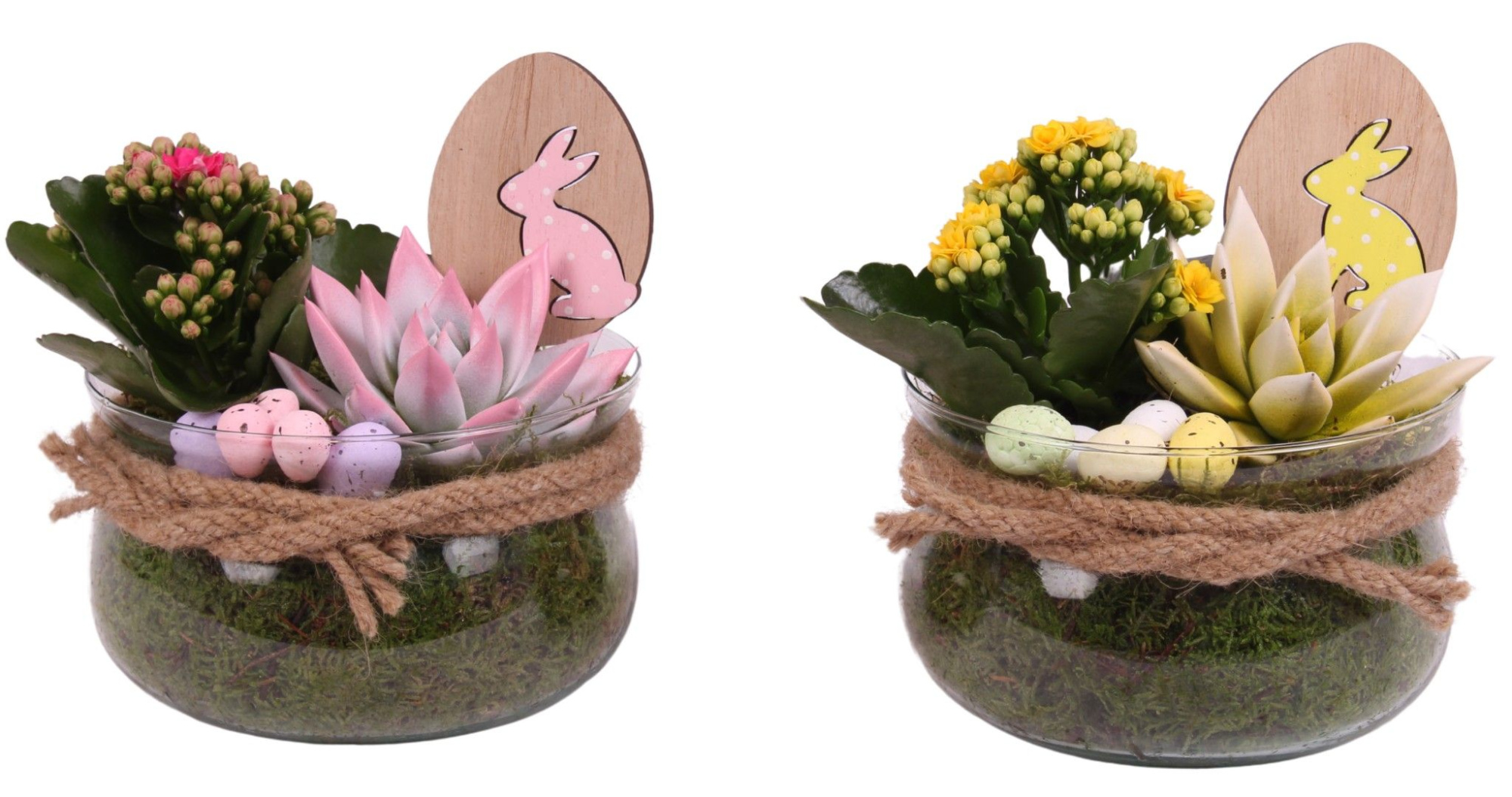 Easter Arr. Indoor Glass Bowl with Rope Ø16cm 3PP, D 16