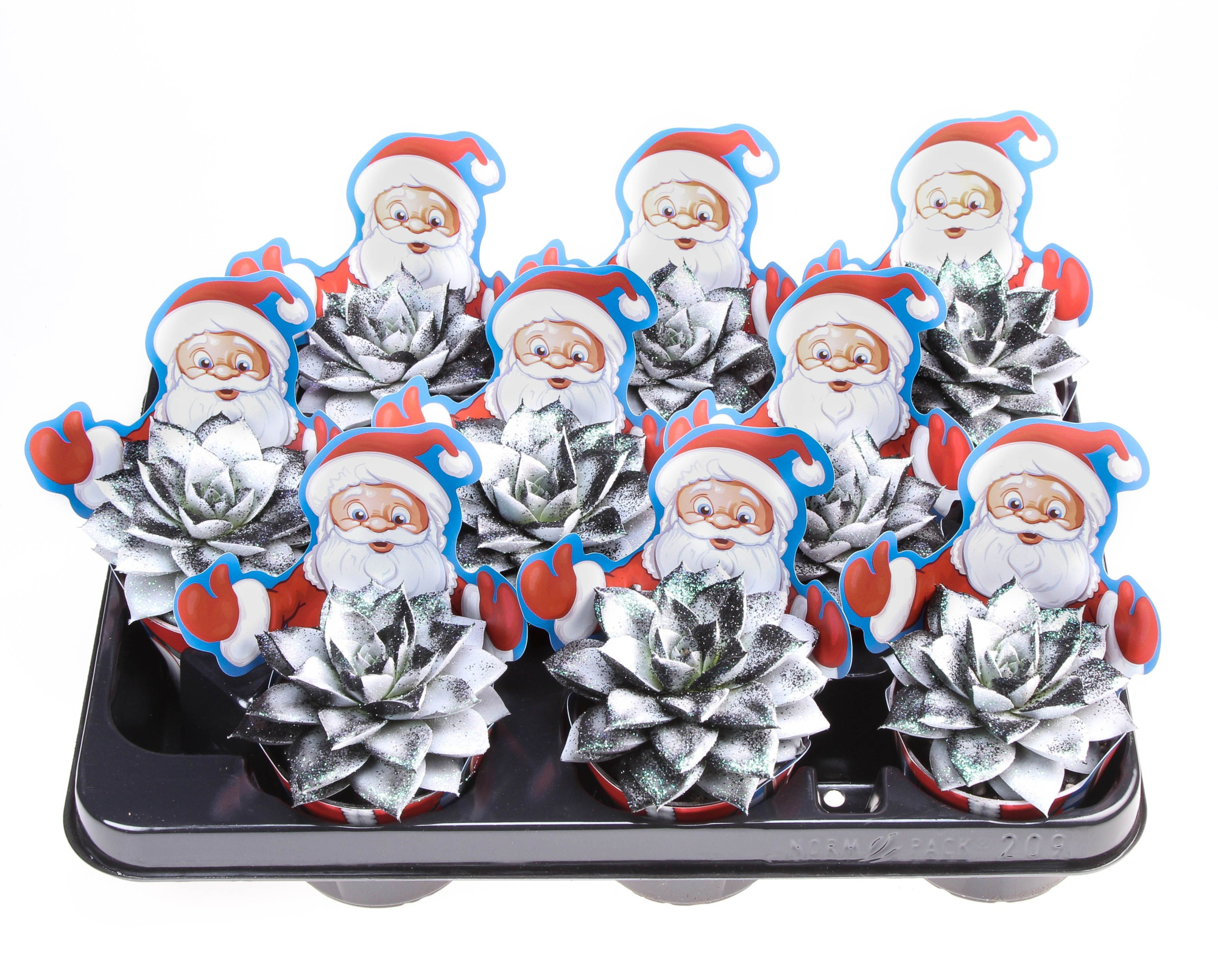 Potcover santaclaus purper black&white + bio glitter, D 8,5