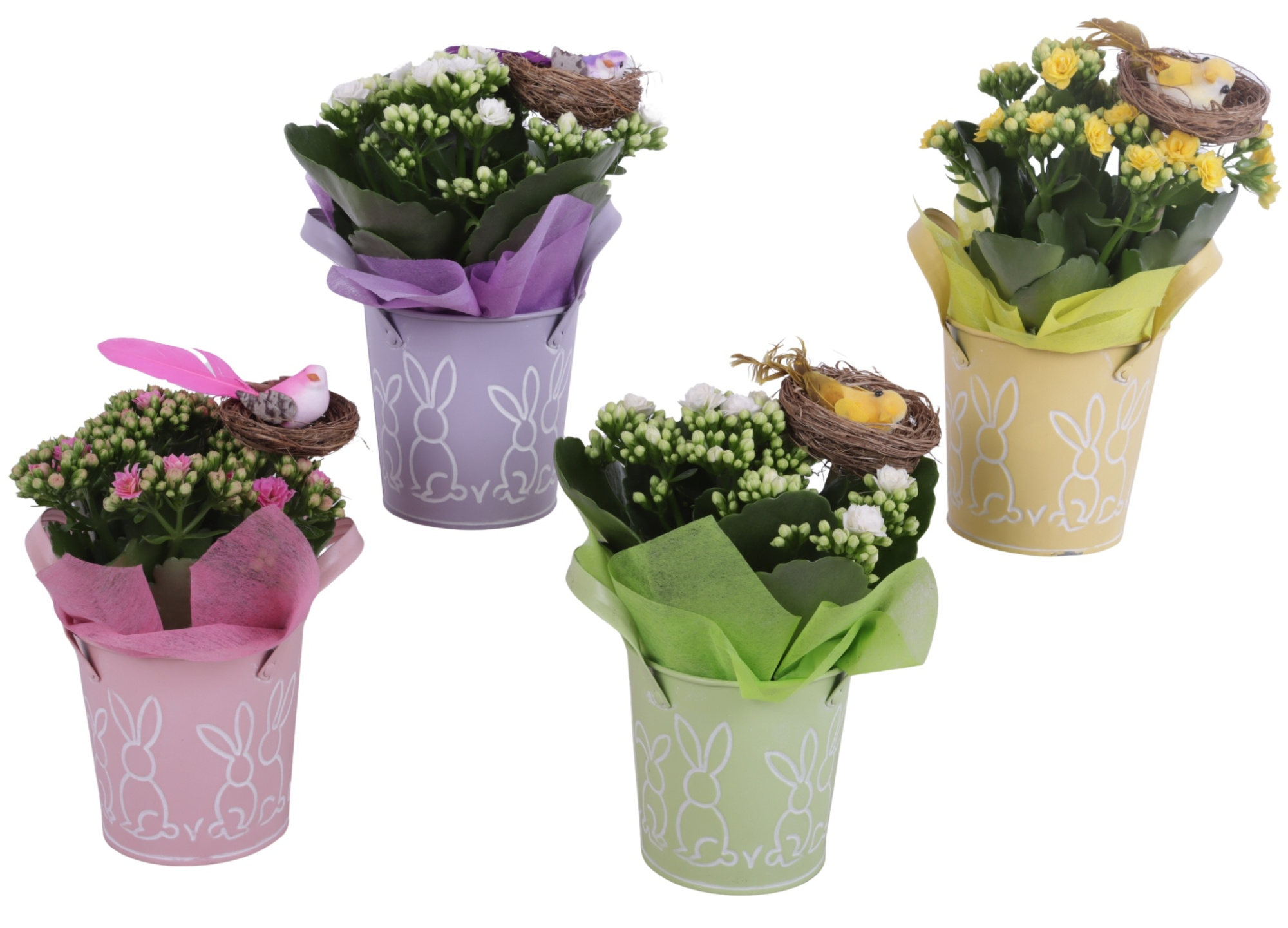 Easter Arr. Indoor Zinc Pot Round Bunny Relief Ø10cm 1PP, D 10