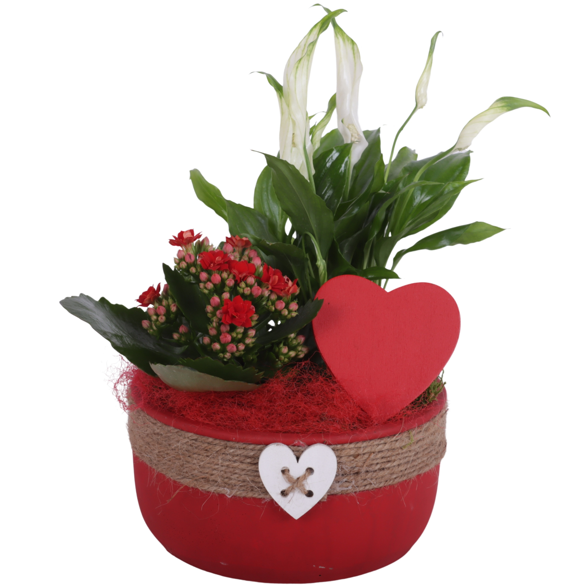 Valentine Arr. Indoor Ceramic Bowl Round Rope Heart Red Ø18cm 2P, D 18
