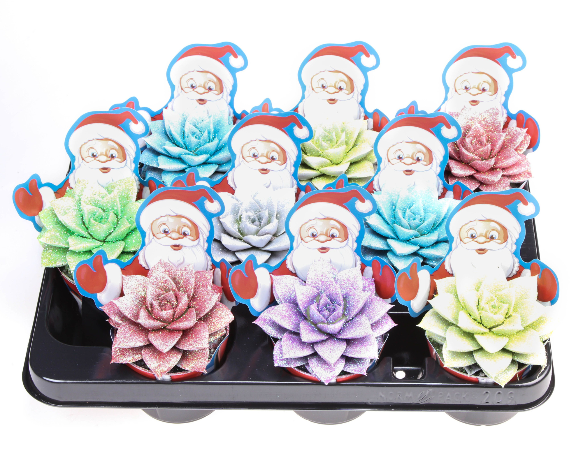 Potcover santaclaus purper wit+glitter, D 8,5