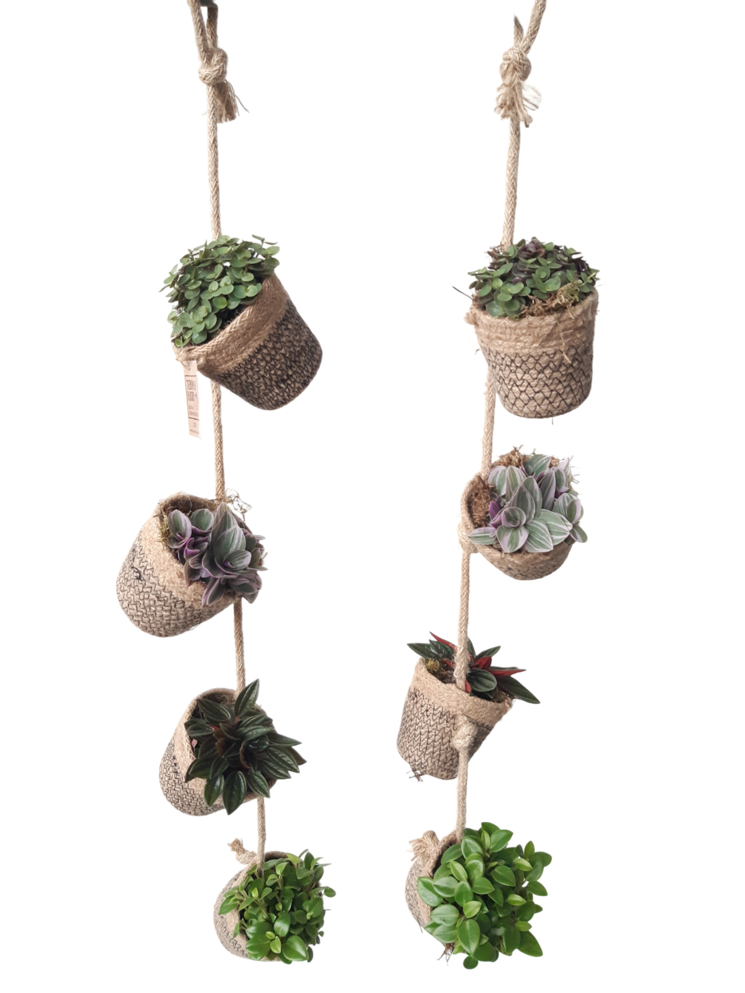GL80GEM Jute Garland. 4x mini jute mand hangend mixtray, D 8