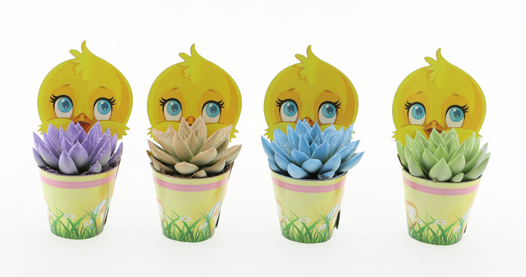 Potcover kuiken pastel glittermix, D 8,5