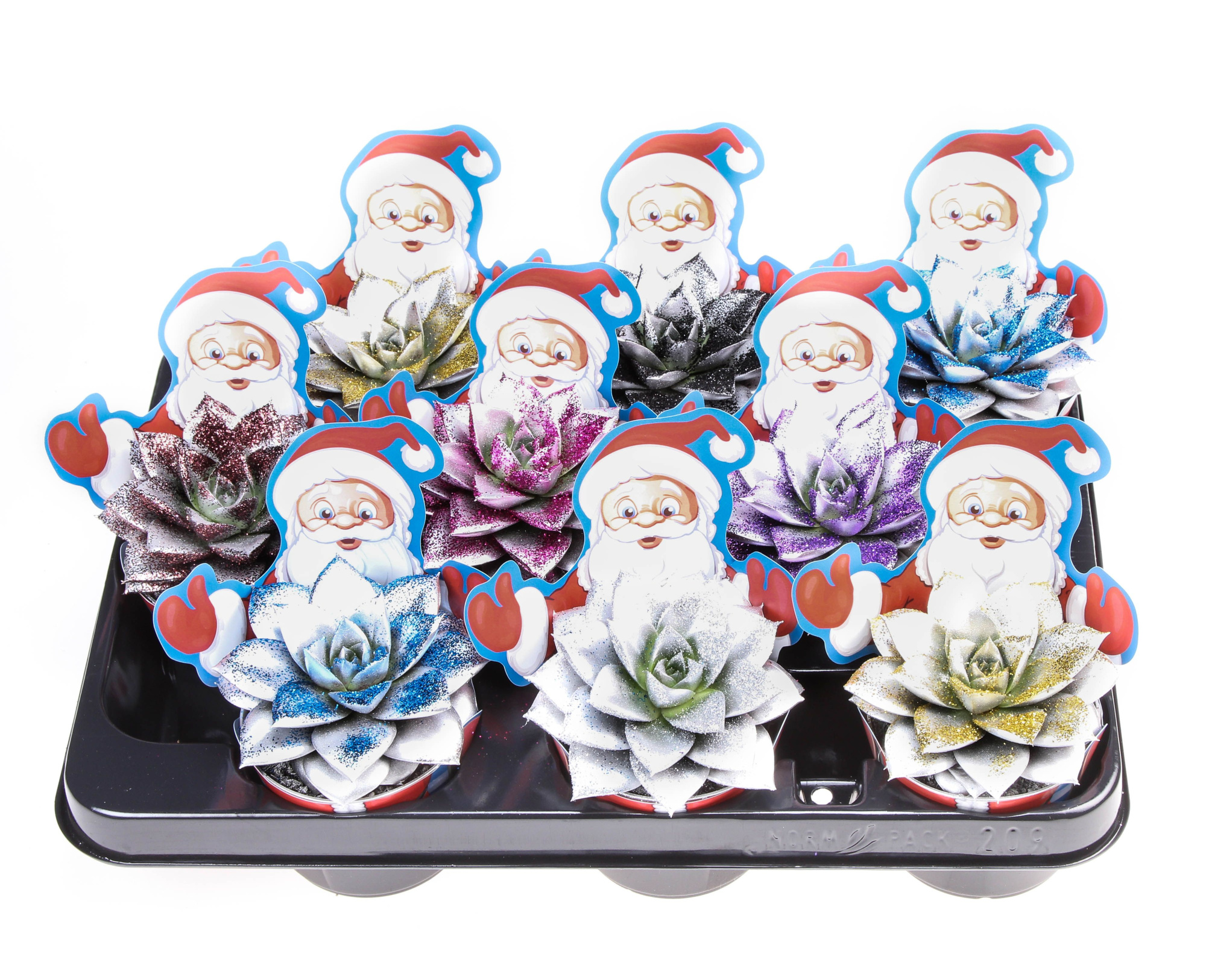 Potcover santaclaus purper zilver+glittermix, D 8,5