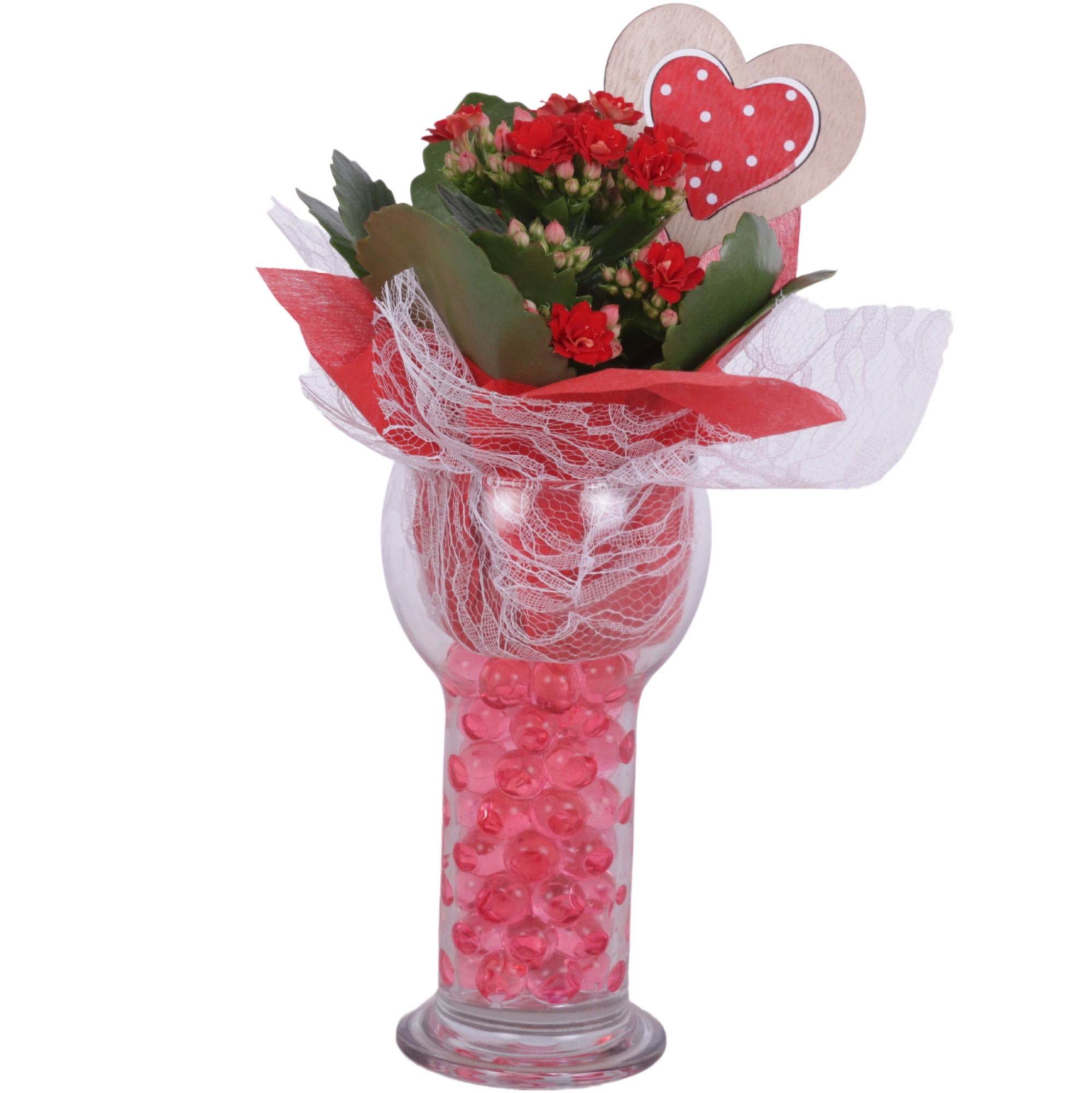 Valentine Arr. Indoor Glass Sphere Cylinder Vase Ø09cm 1PP, D 9