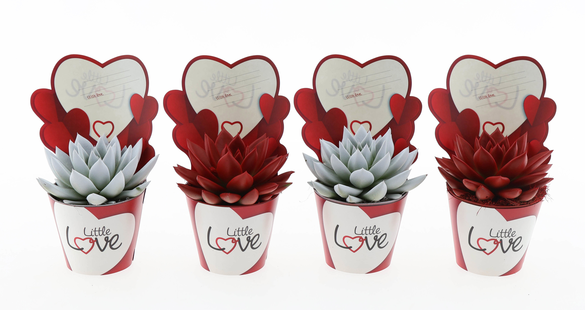 Potcover little love red/white, D 8,5