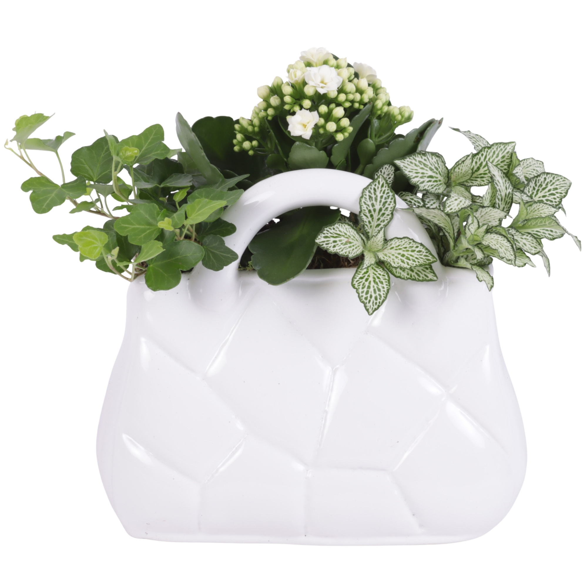 Yearround Arr. Indoor Ceramic Designer Handbag White Ø22cm 3PP, D 20