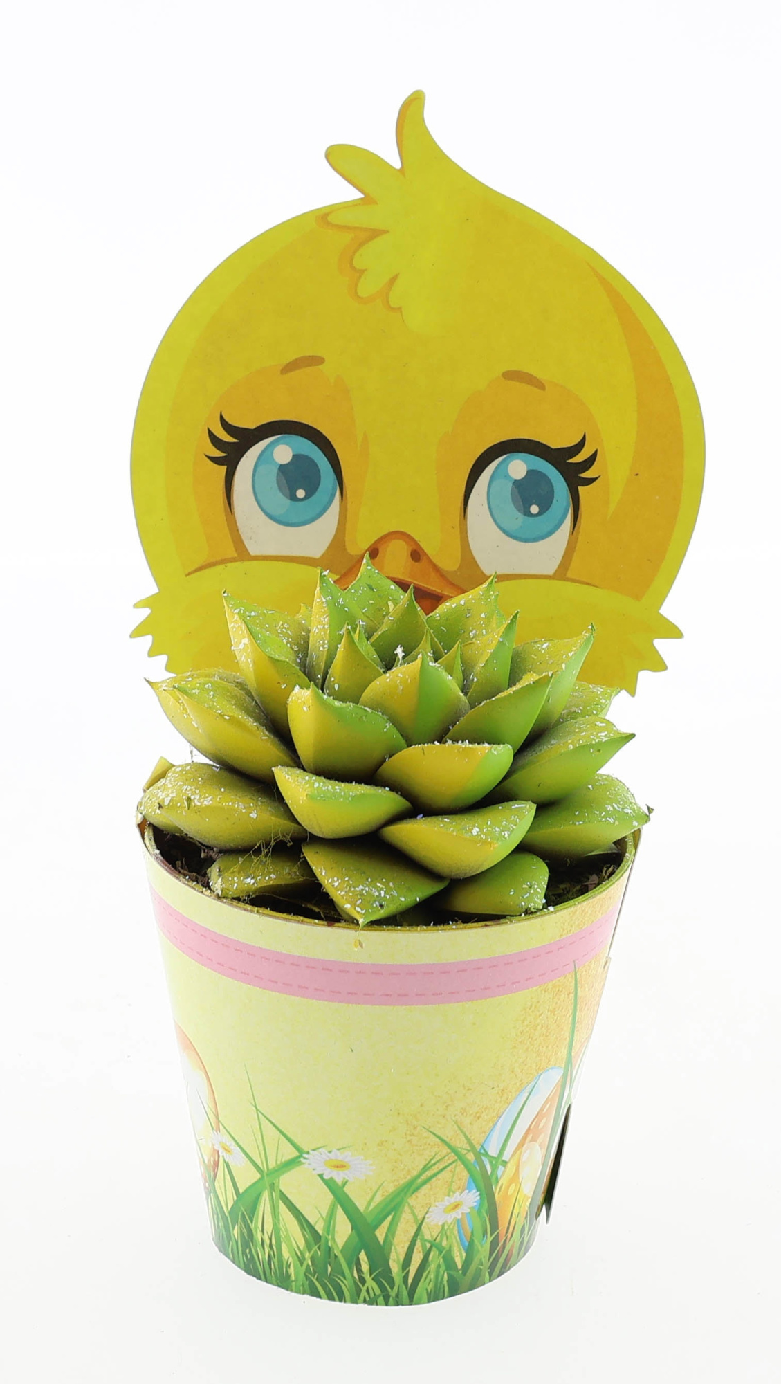 Potcover kuiken purper easter multi glittermix, D 8,5