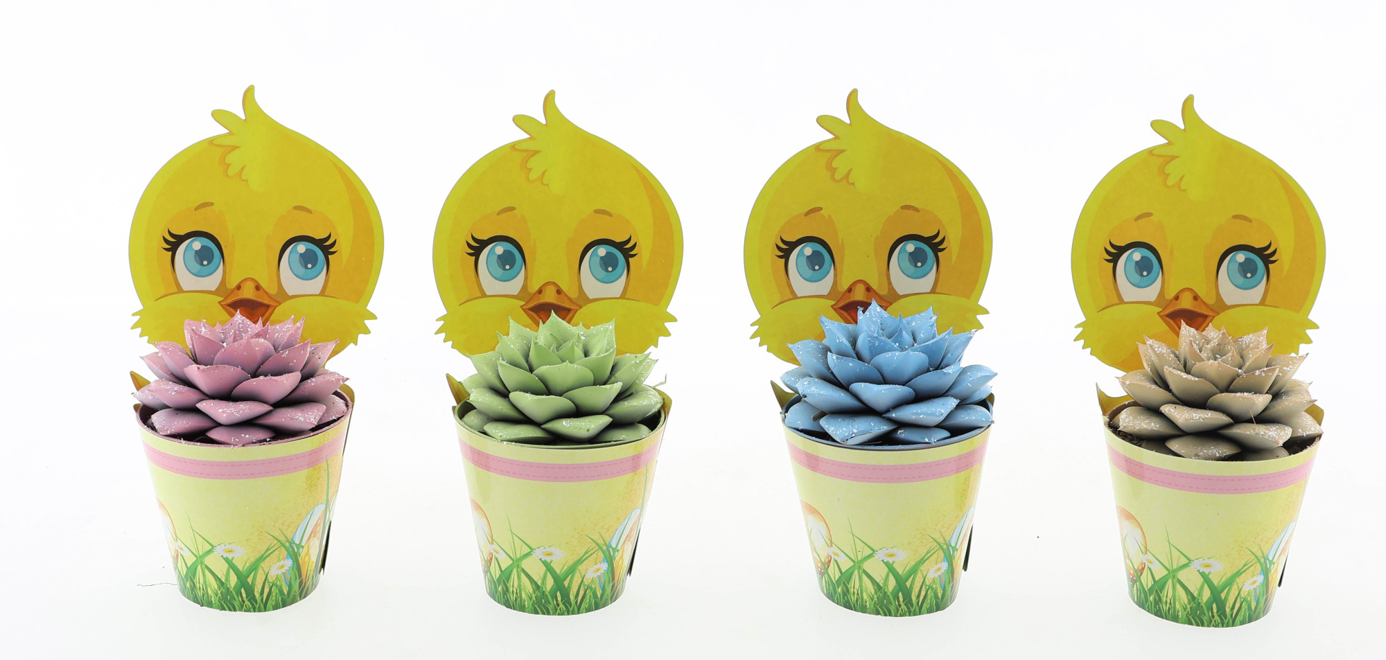 Potcover kuiken purper pastel glittermix, D 8,5