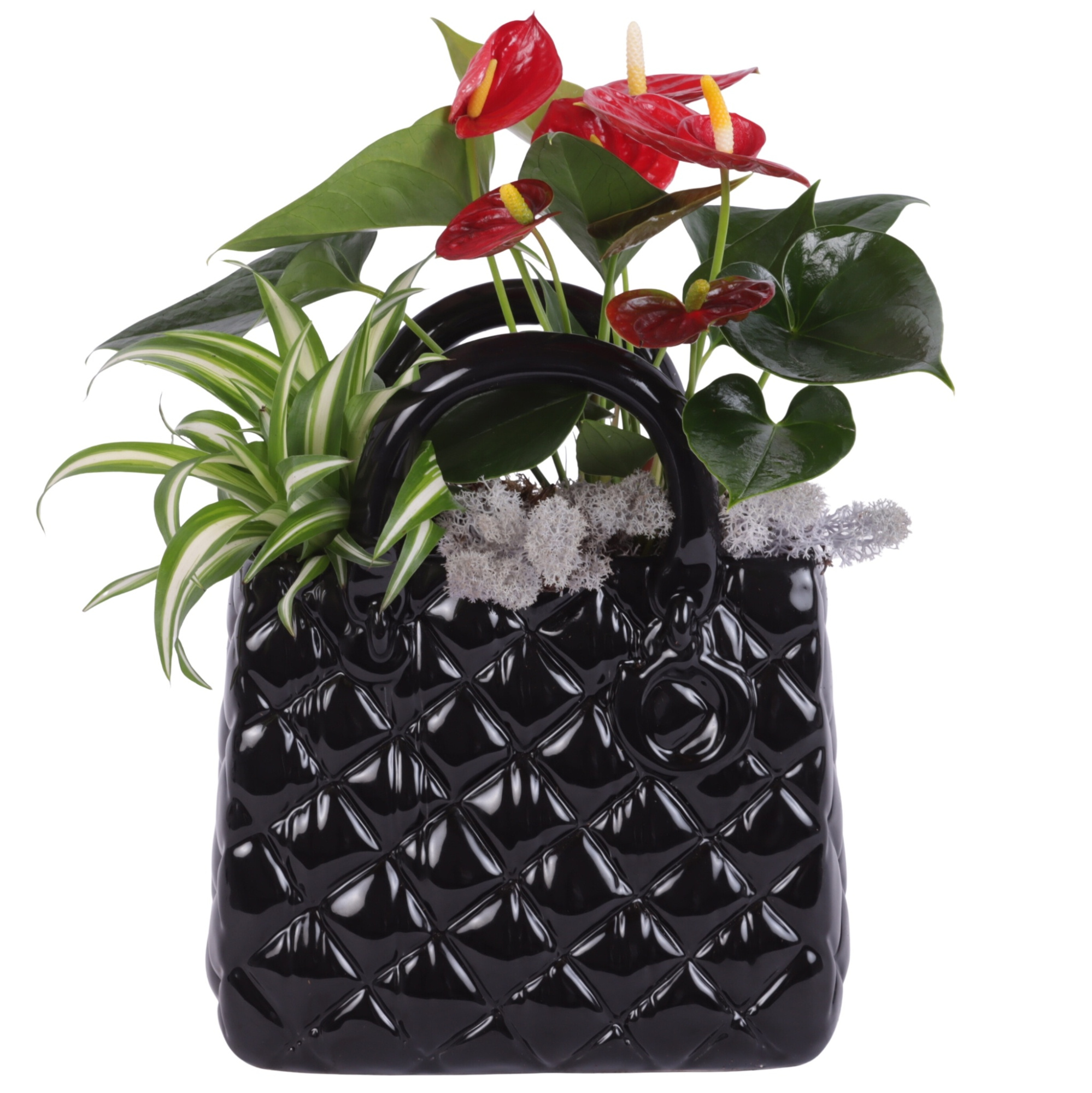 Yearround Arr. Indoor Ceramic Designer Handbag Black Ø22cm 2PP, D 20