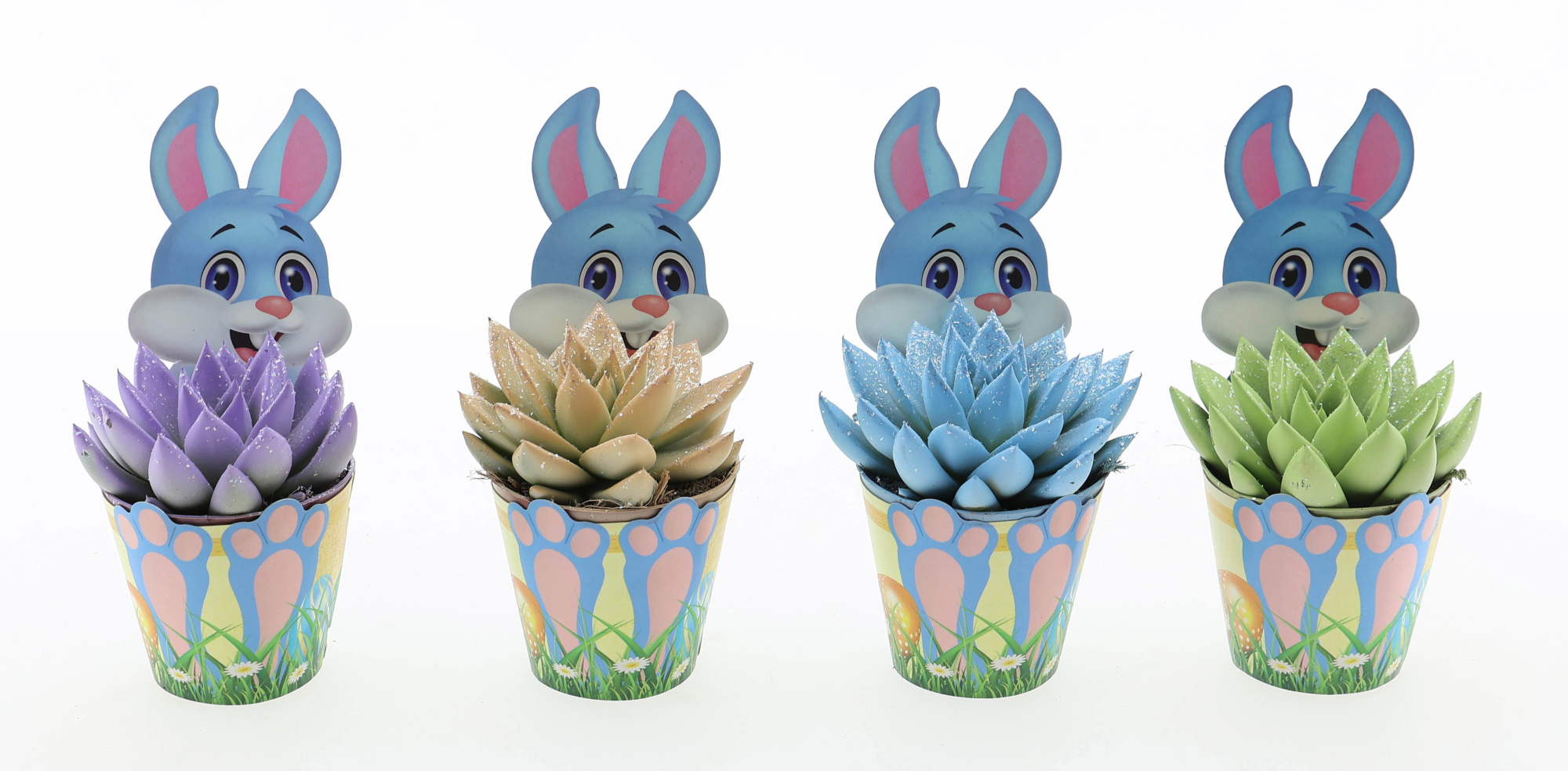 Potcover paashaas pastel glittermix, D 8,5