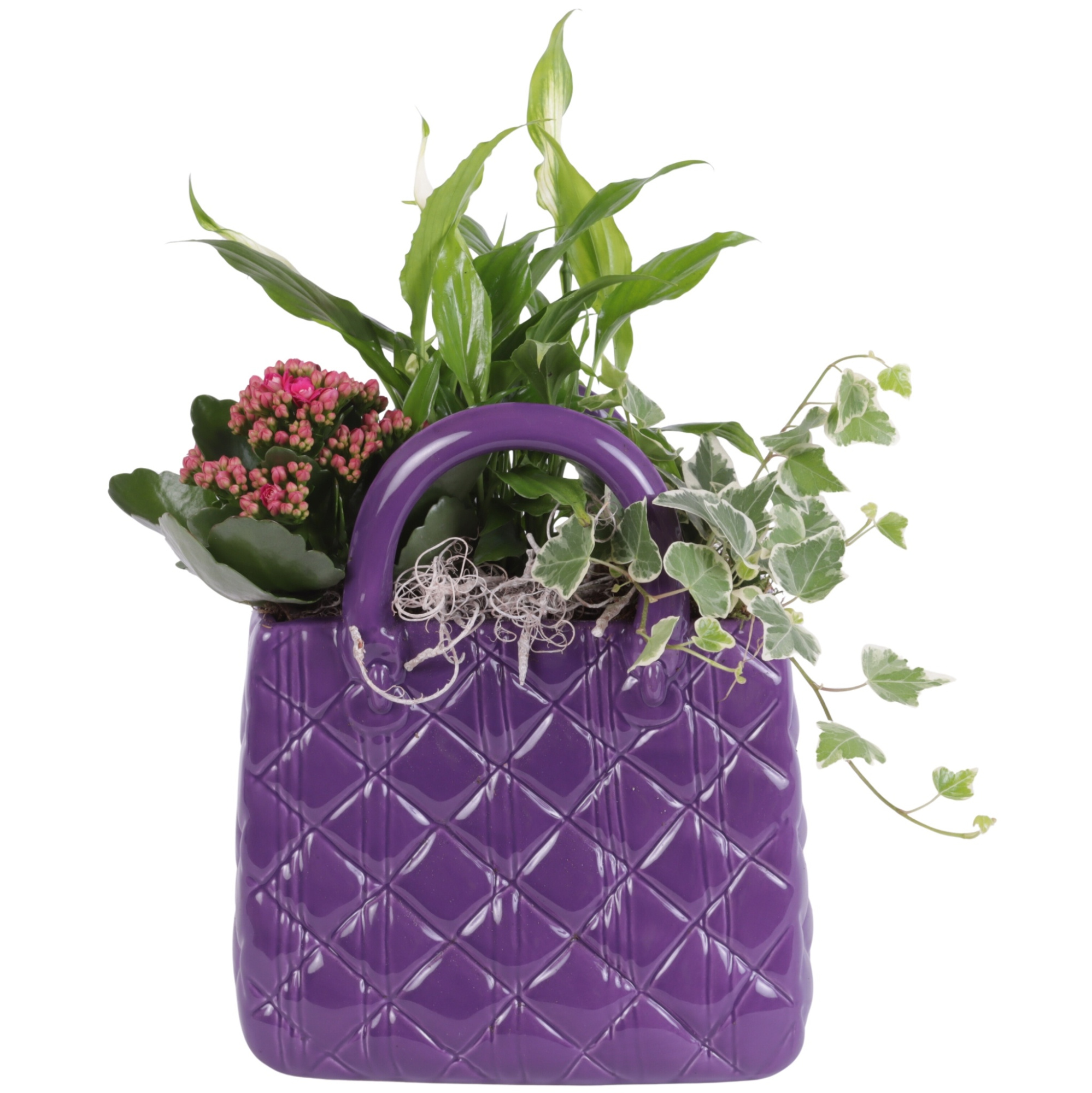 Yearround Arr. Indoor Ceramic Designer Handbag Purple Ø22cm 3PP, D 20