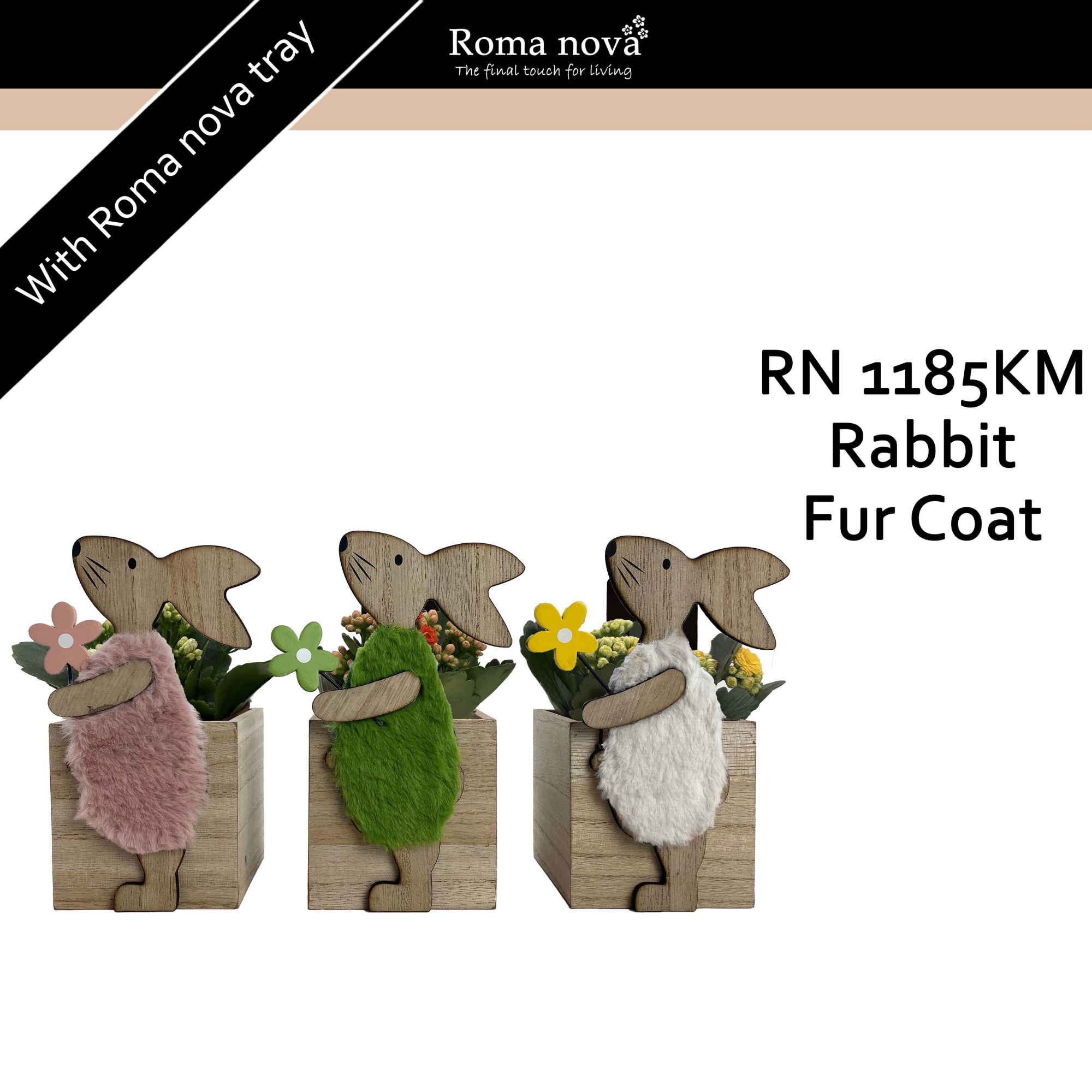 1185KM - Rabbit Fur Coat (Kalanchoe mix), D 10