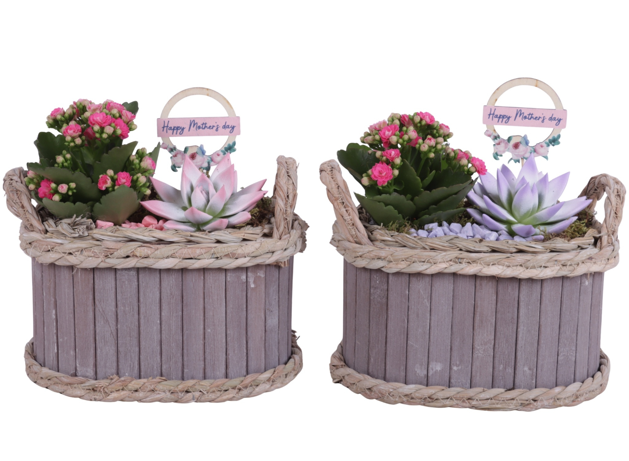 Mothersday Arr. Indoor Wooden Pot Oval Waterhyacint Rim ø22cm2PP, D 22