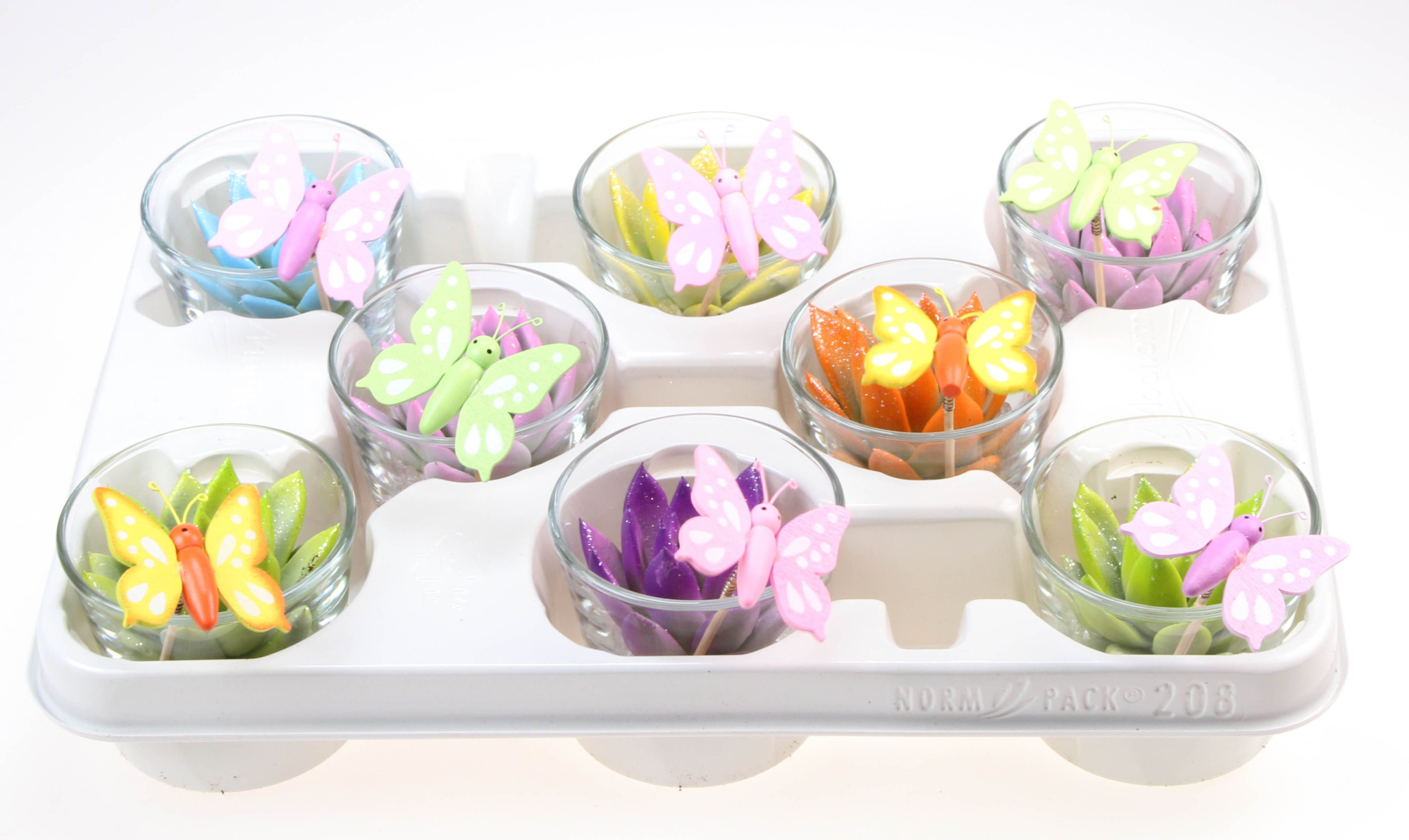 Rainbow mix in glas + butterfly, D 8