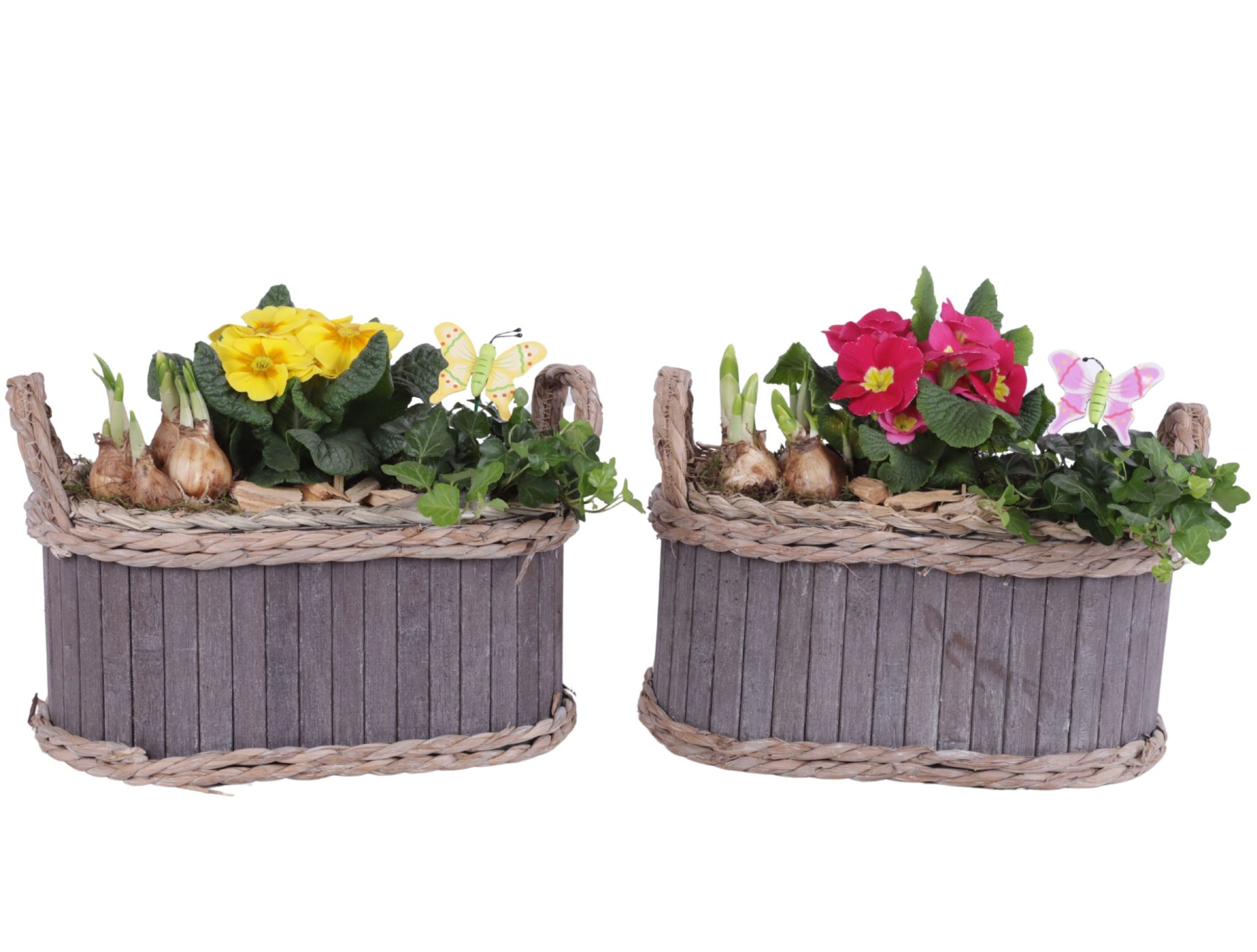 Early Spring Arr. Outdoor Wooden Pot Waterhyacinth Rim Ø29cm 3PP, D 29
