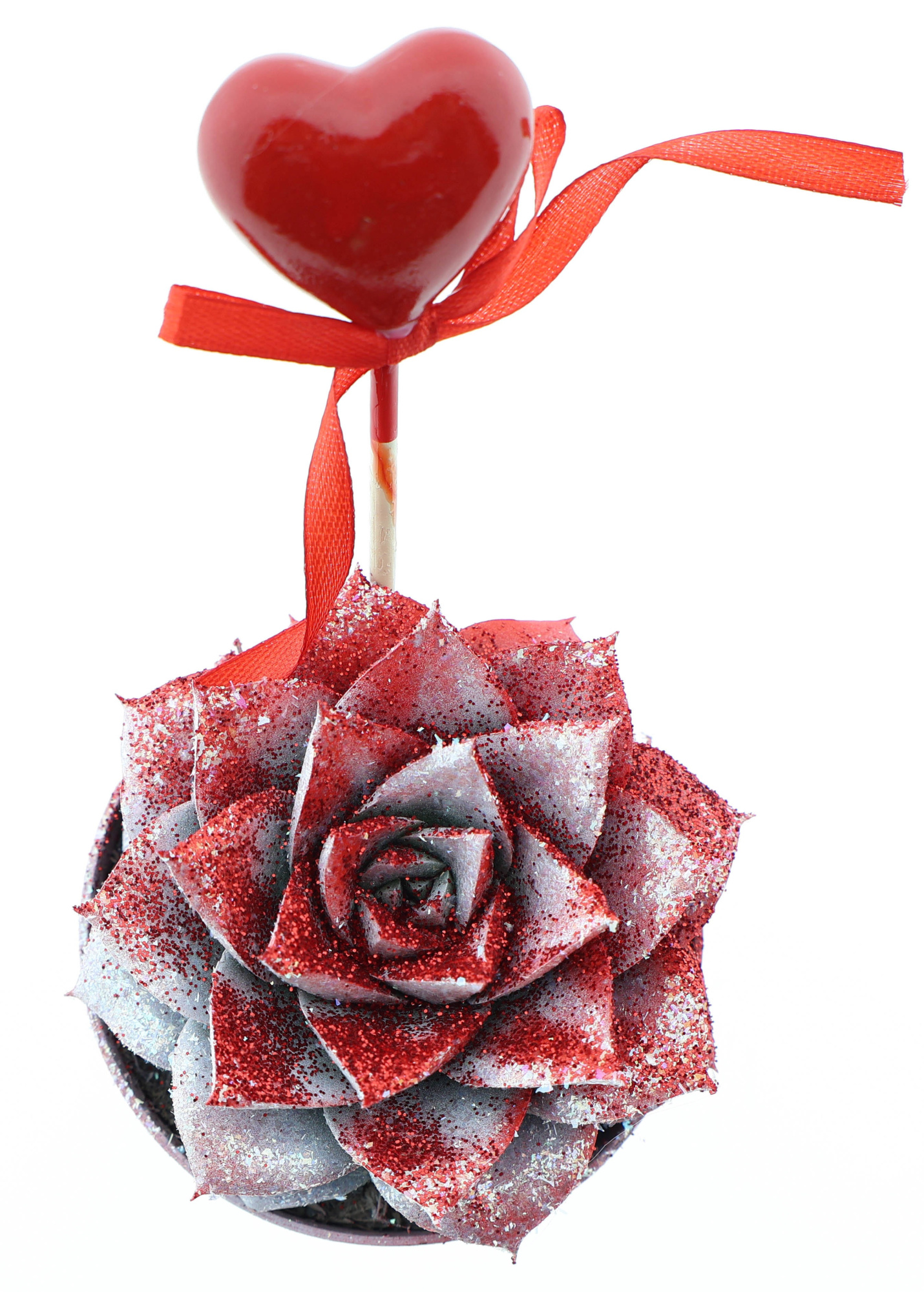 Purper valentine rood/wit glitter + hartje, D 8,5