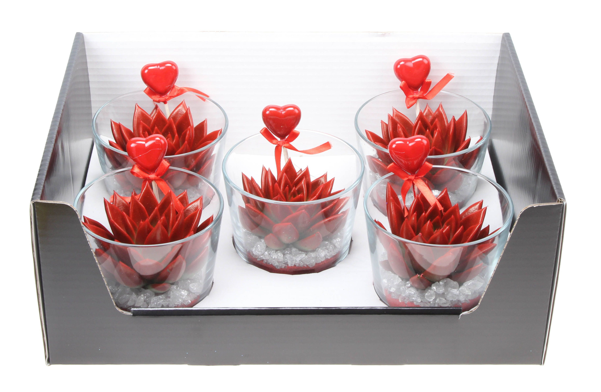 Miranda rood in glas + hartje, D 10