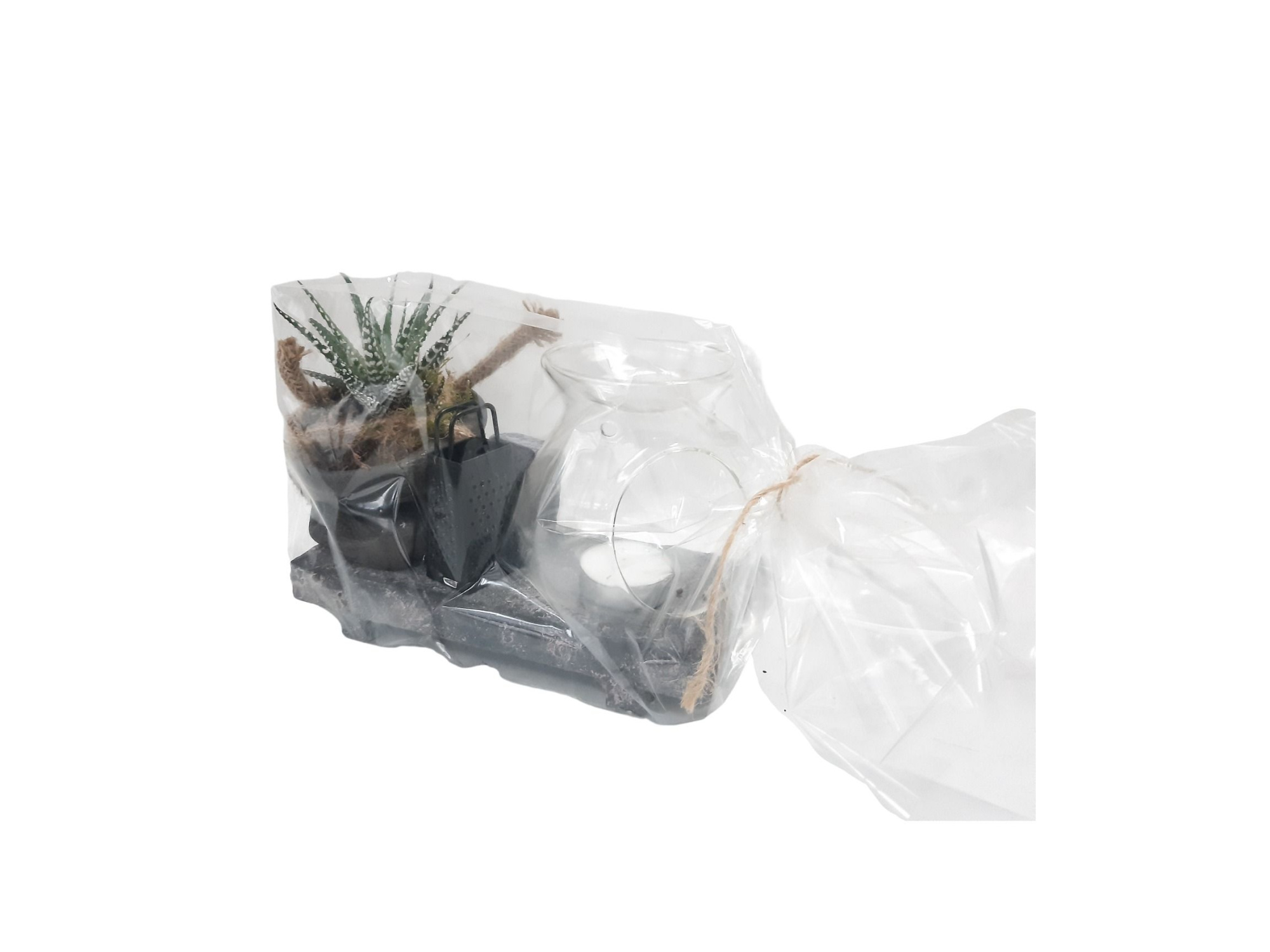 Beton Plateau aromabrander, Leather Bag in giftpack., D 20